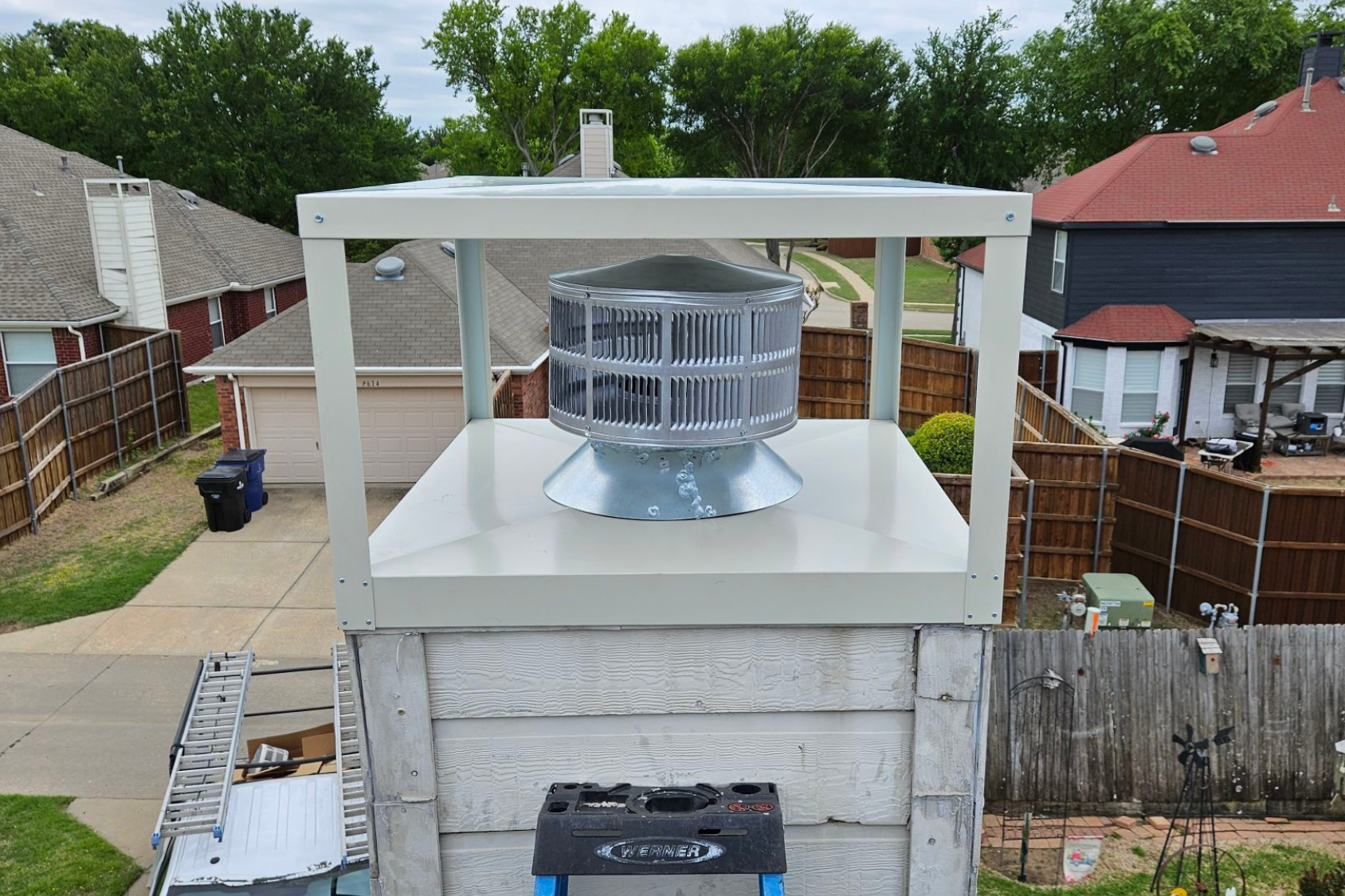 T-Top chimney cap detail with spark arrestor